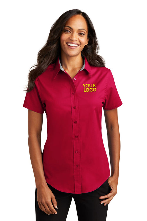 Port Authority Short Sleeve Easy Care Custom Shirts, Red/Light Stone