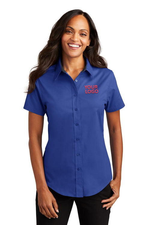 Port Authority Short Sleeve Easy Care Custom Shirts, Royal/Classic Navy