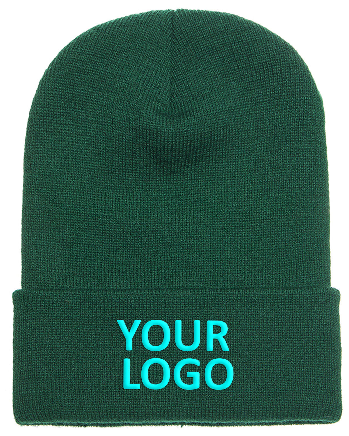 Yupoong Cuffed Branded Beanies, Spruce