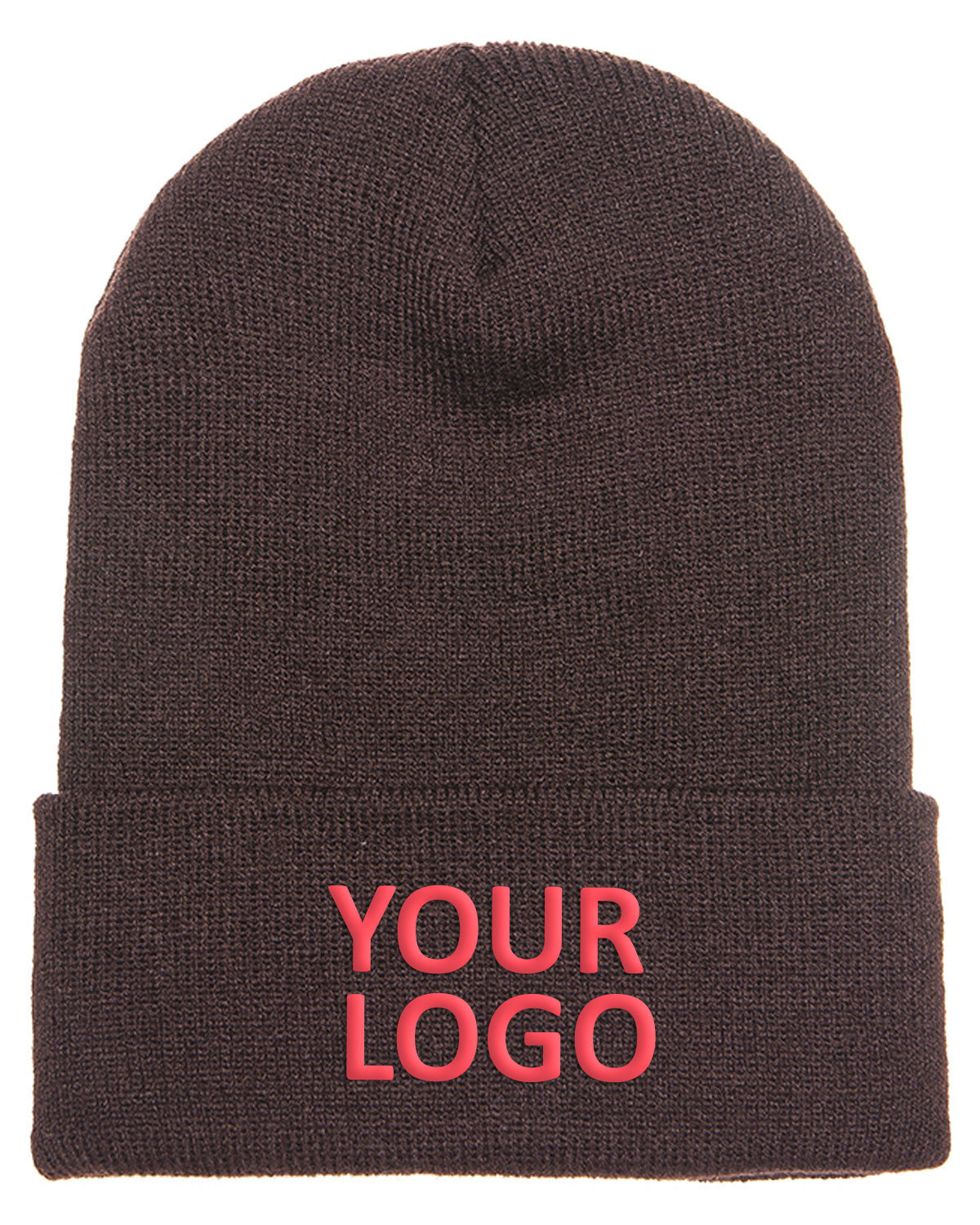 Yupoong Cuffed Customized Beanies, Brown