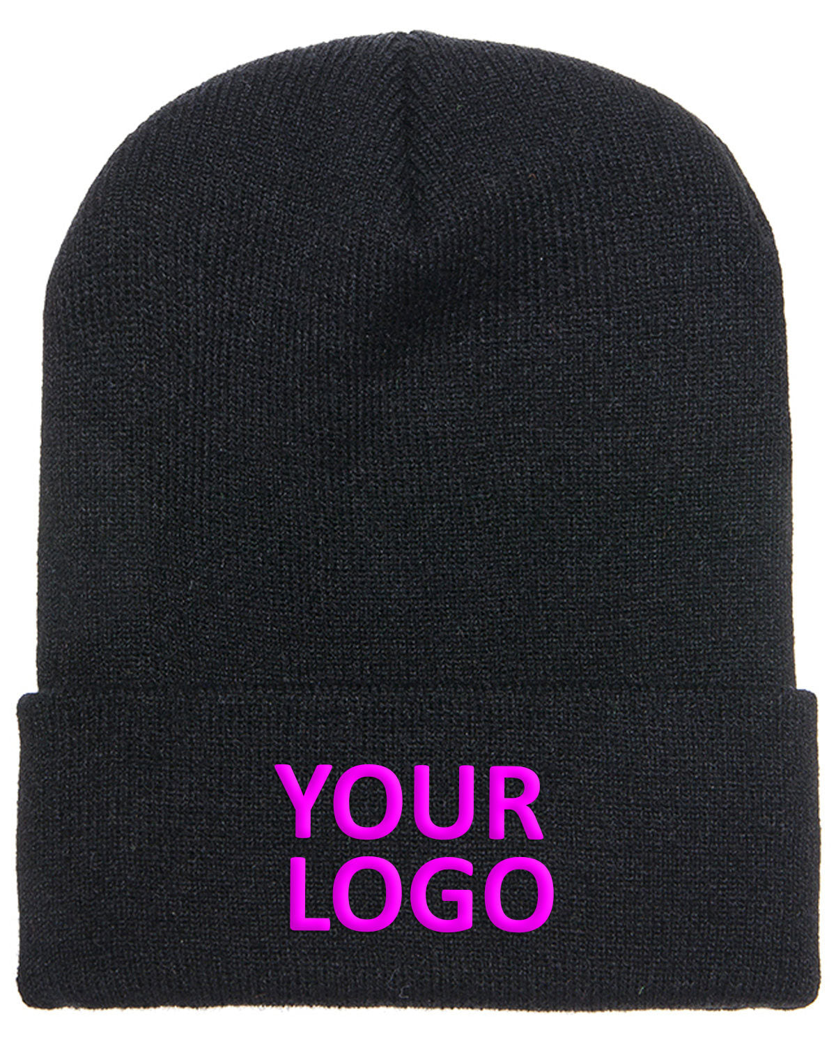Yupoong Cuffed Custom Beanies, Black