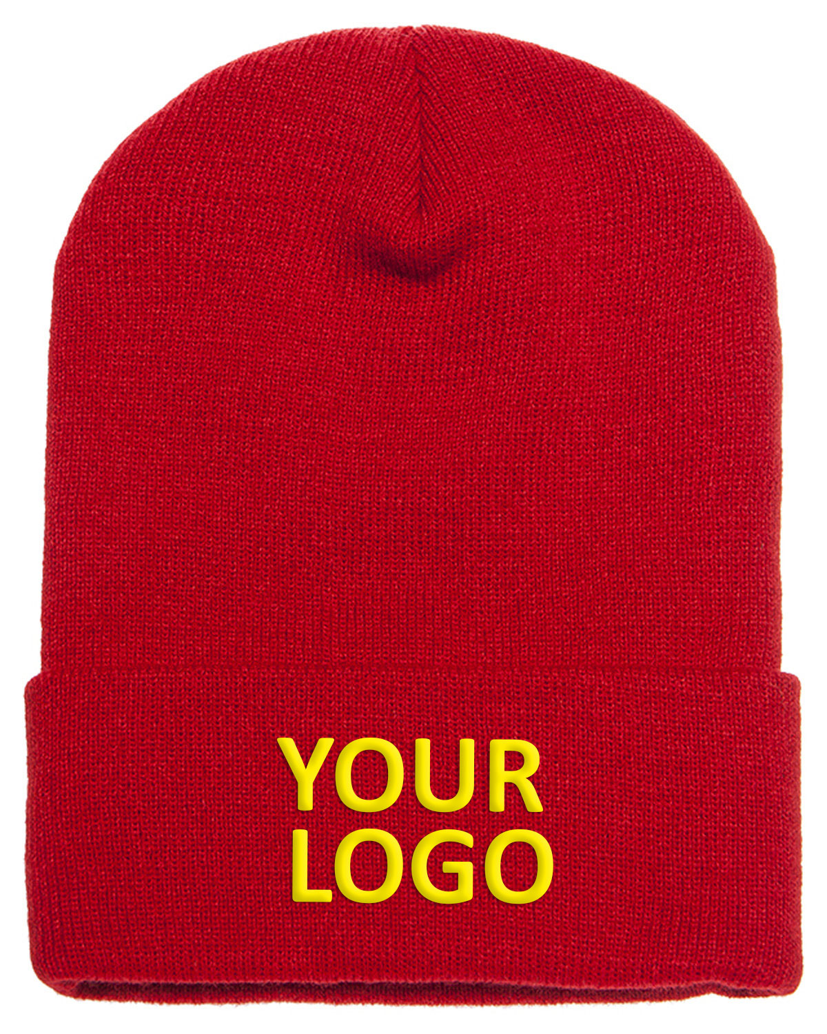 Yupoong Cuffed Custom Beanies, Red