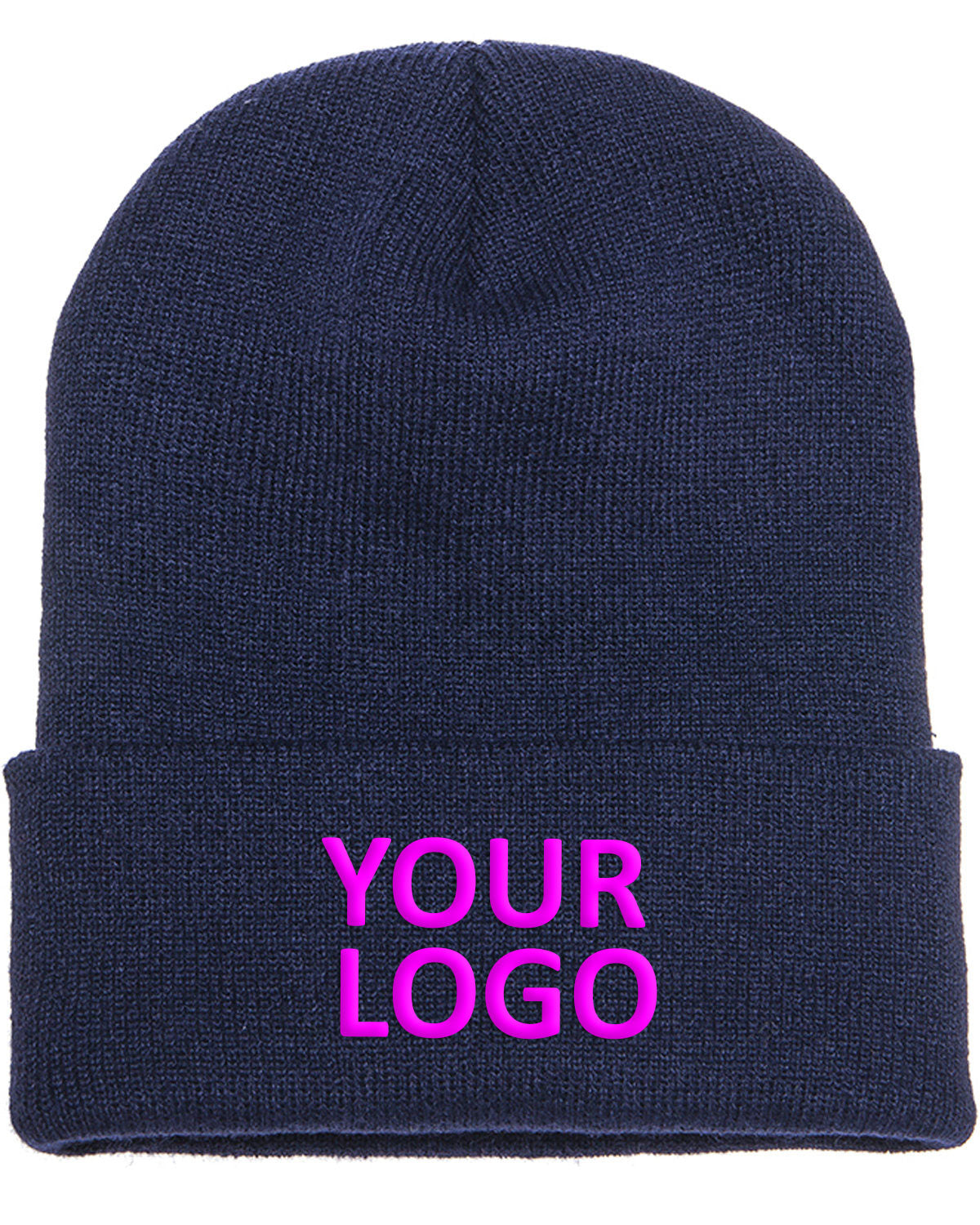 Yupoong Cuffed Branded Beanies, Navy