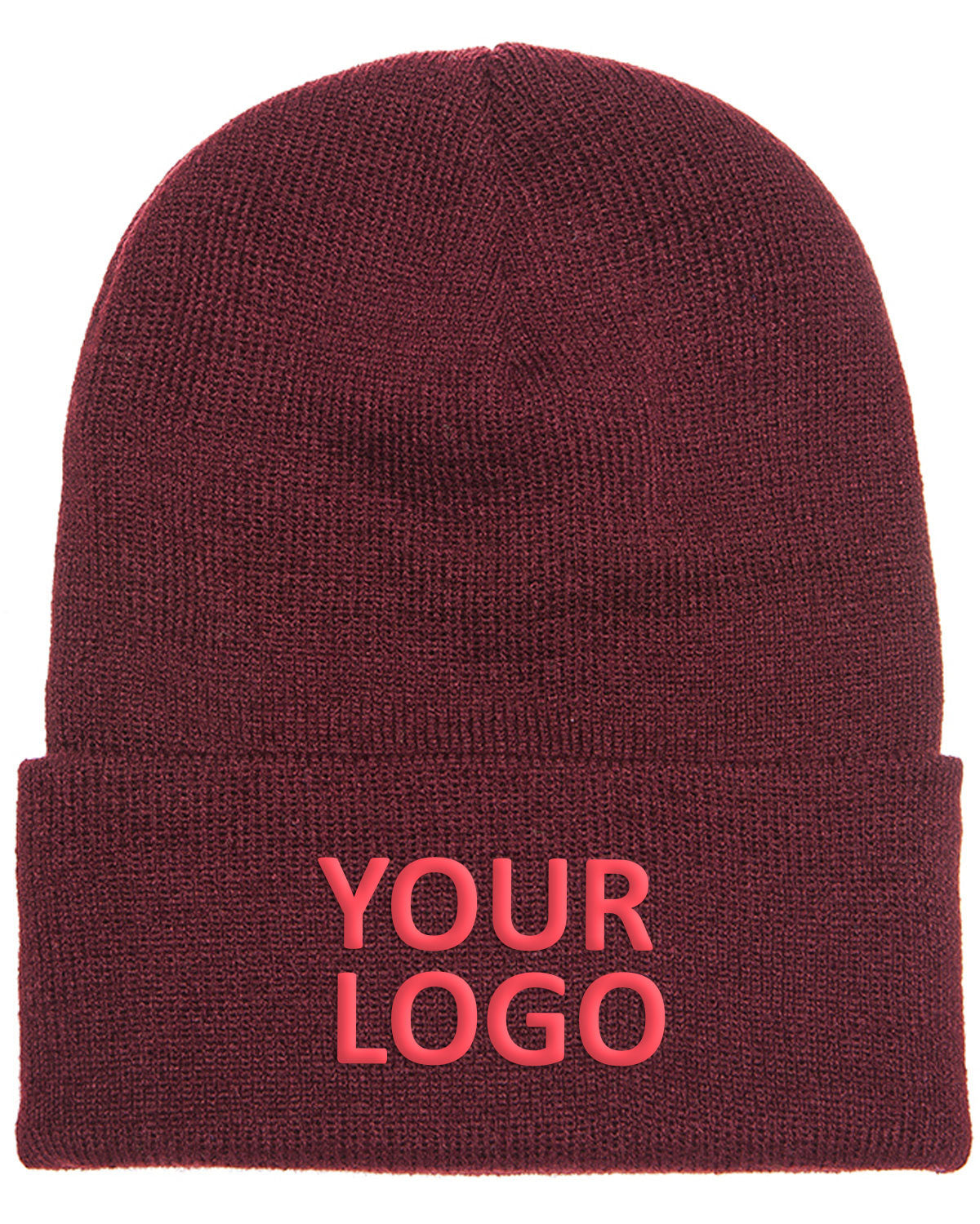 Yupoong Cuffed Customized Beanies, Maroon
