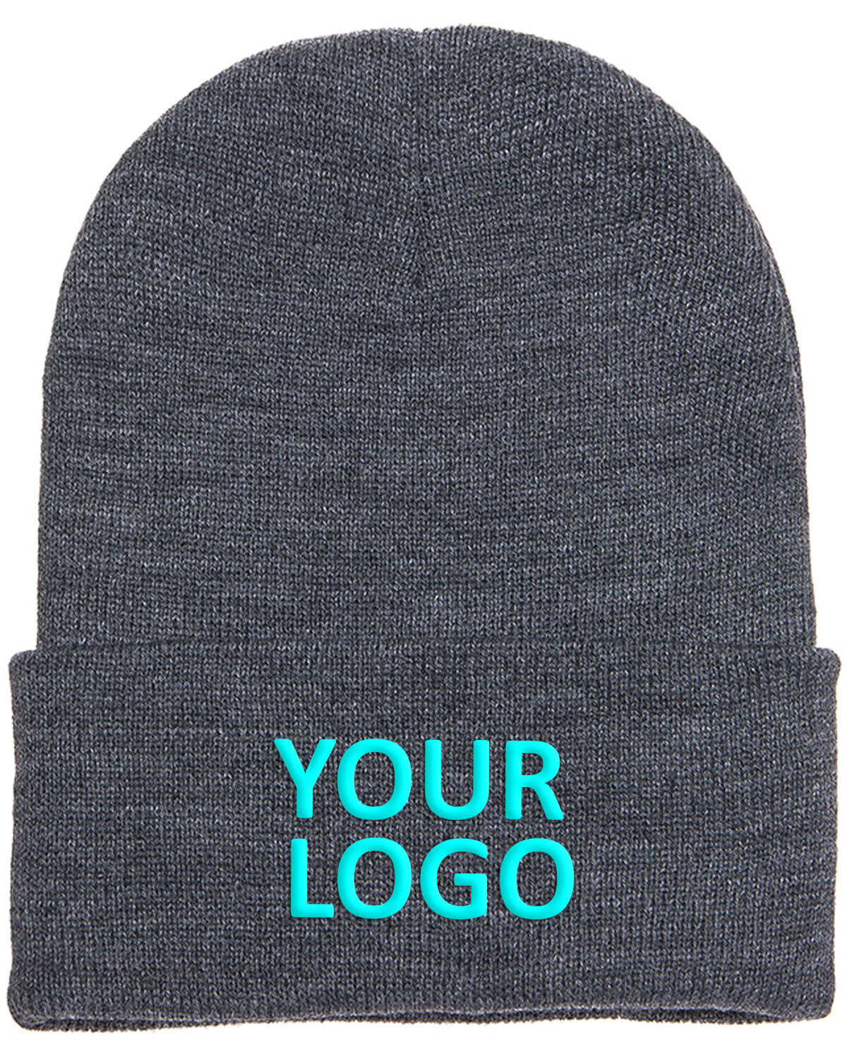 Yupoong Cuffed Custom Beanies, Dark Grey