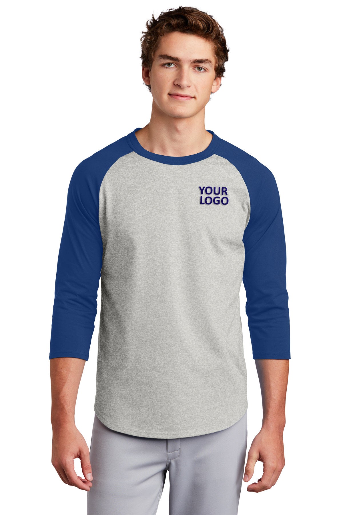 Sport-Tek Branded Colorblock Raglan Jerseys, Heather Grey/Royal