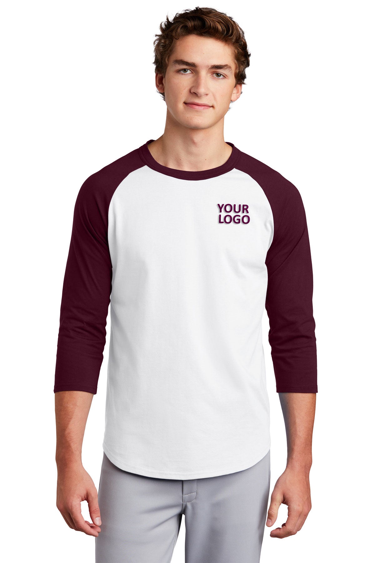 Sport-Tek Custom Colorblock Raglan Jerseys, White/Maroon