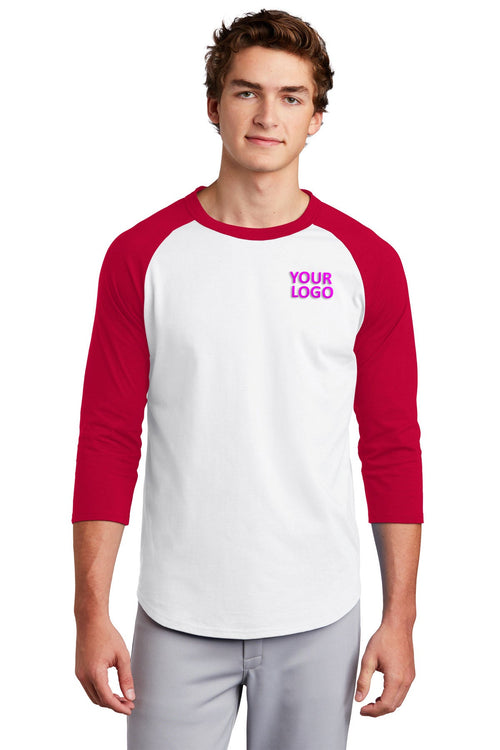 Sport-Tek Short Sleeve Branded Colorblock Raglan Jerseys, White/ Red