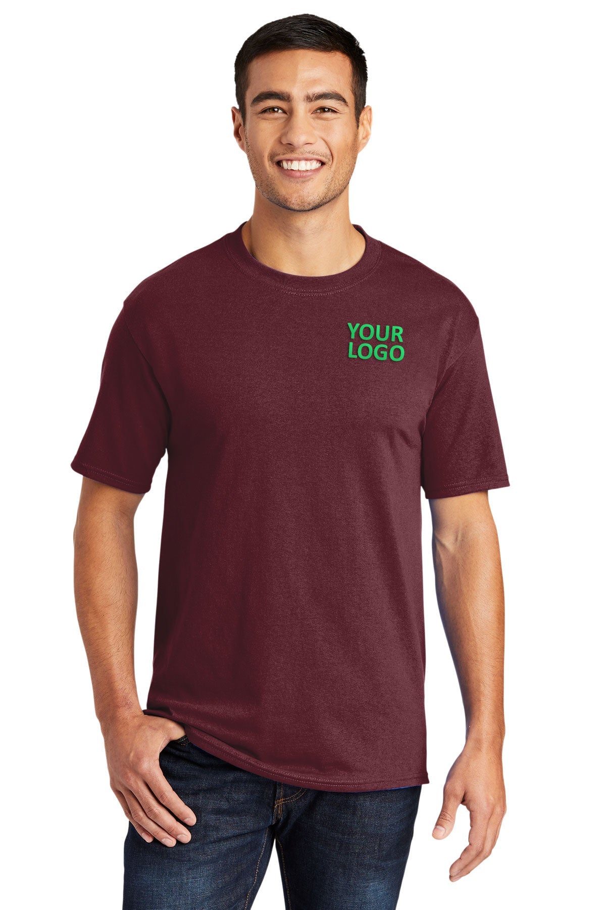 Port & Company Core Blend Branded Tee's, Athletic Maroon
