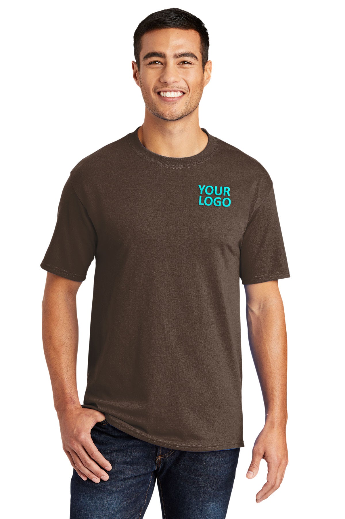 Port & Company Core Blend Customized Tee's, Brown