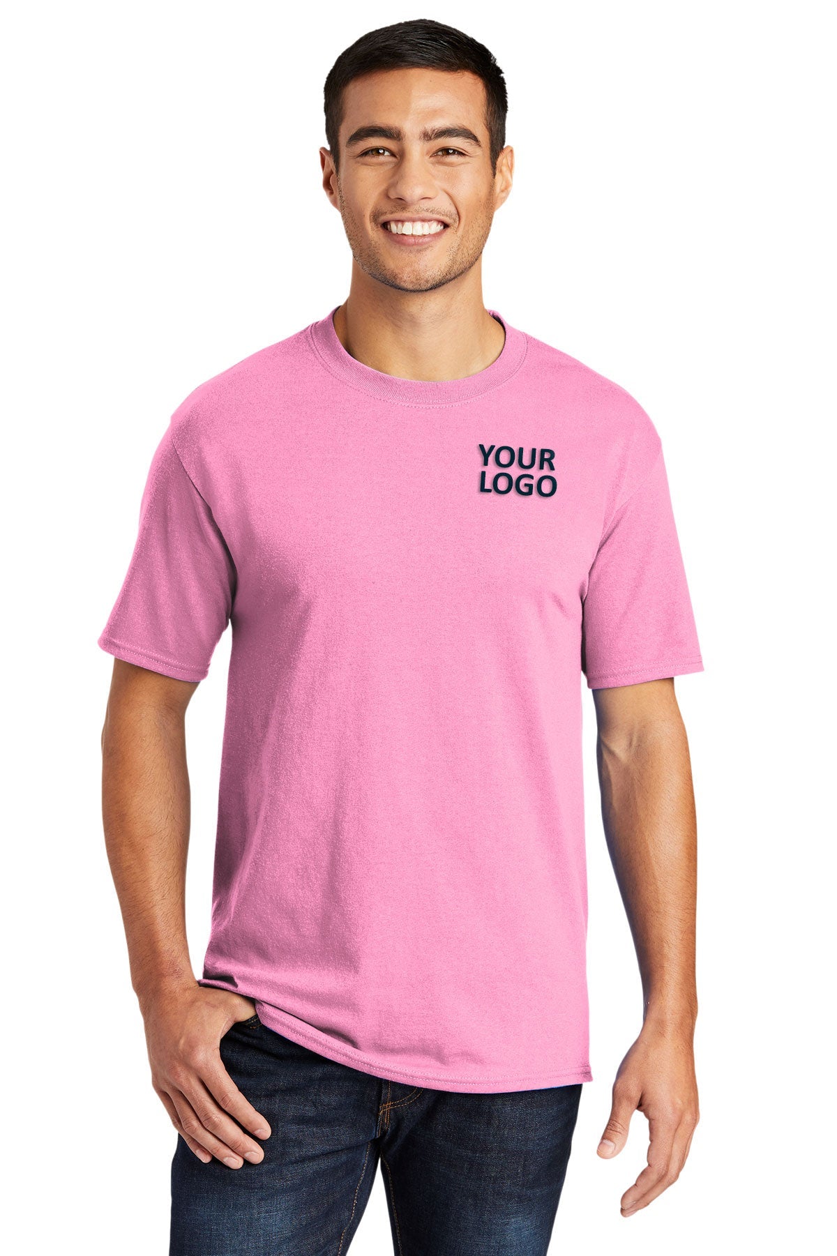 Port & Company Core Blend Customized Tee's, Candy Pink