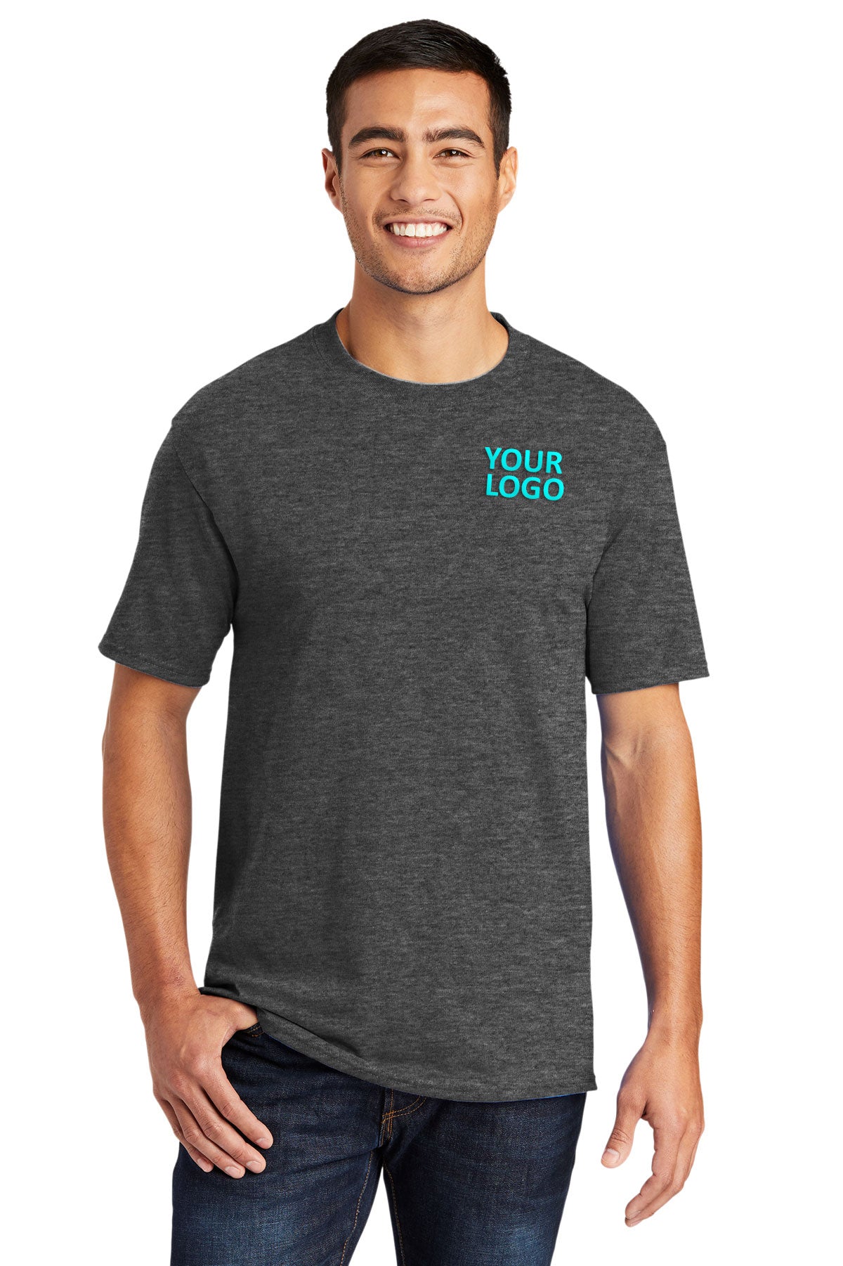 Port & Company Core Blend Branded Tee's, Dark Heather Grey