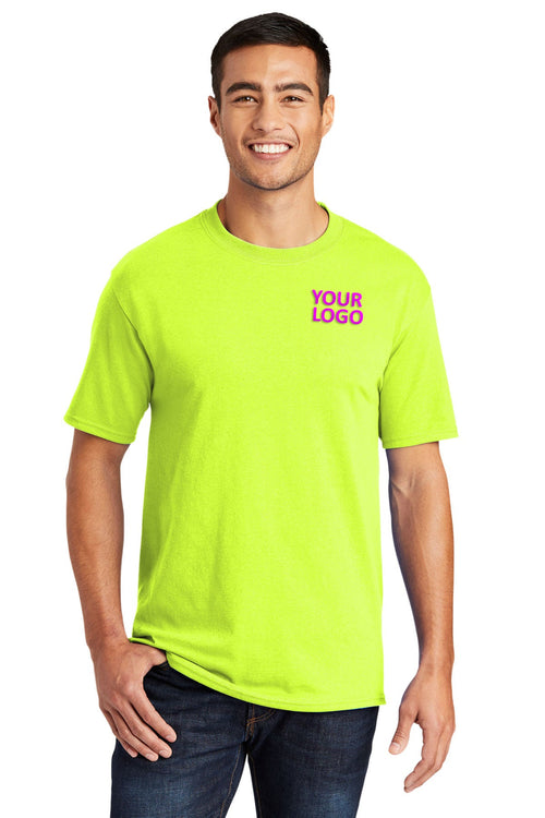 Port & Company Long Sleeve Branded Core Blend Tee's, Safety Green