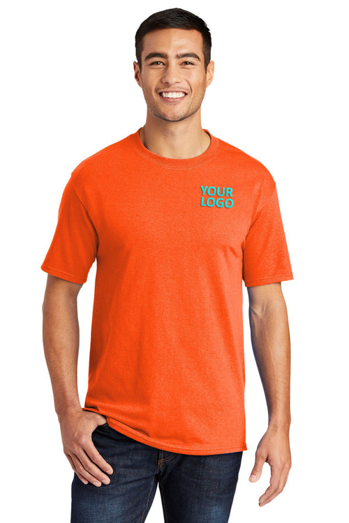 Port & Company Long Sleeve Branded Core Blend Tee's, Safety Orange