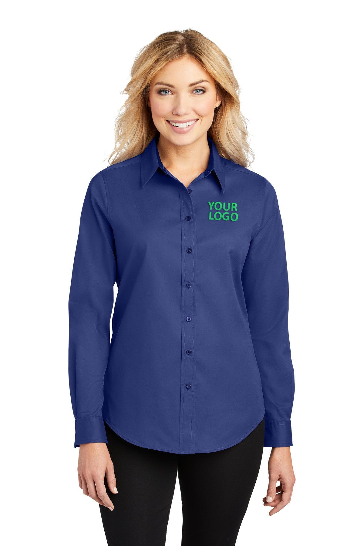 Port Authority Mediterranean Blue L608 logo shirts