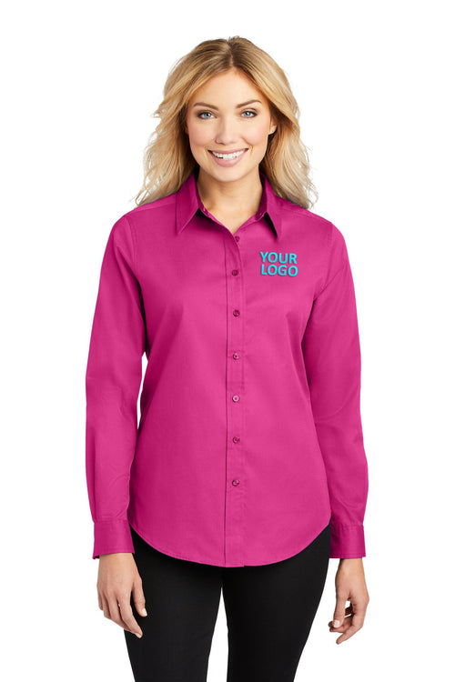 Port Authority Tall Custom Easy Care Shirts, Navy/ Light Stone