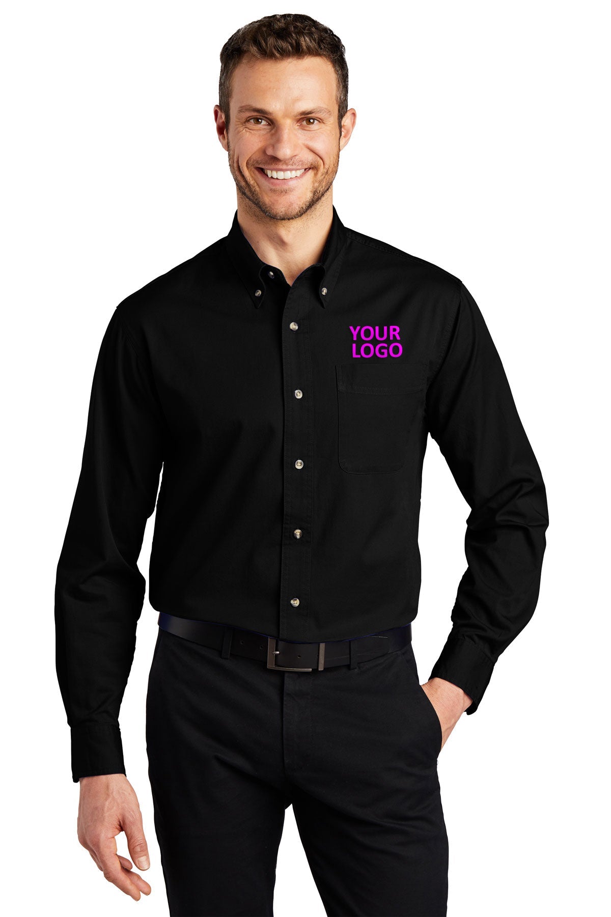 Port Authority Tall Branded Twill Shirts, Black