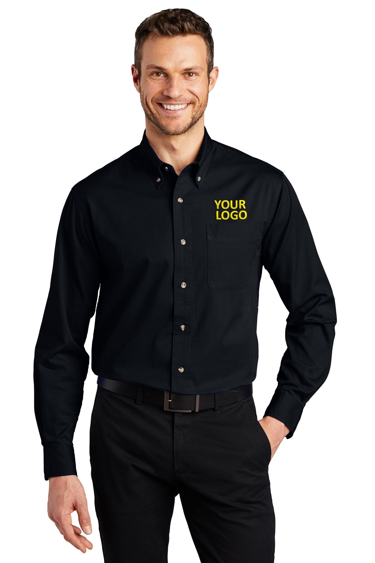 Port Authority Classic Navy TLS600T work shirts with logo