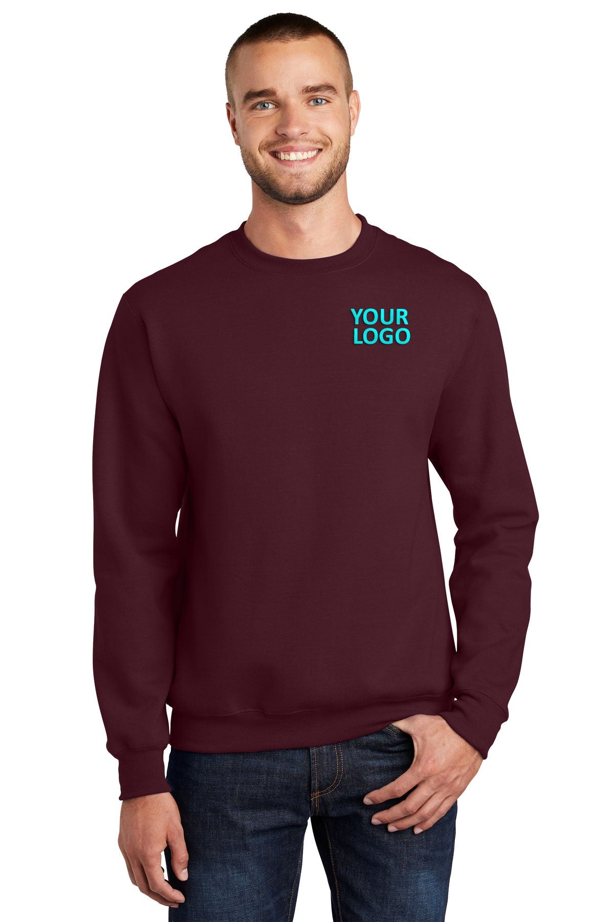 port & company maroon pc90 polo shirt with logo embroidered