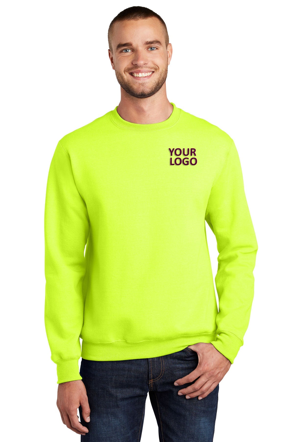 Port & Company Essential Fleece Custom Sweatshirts, Safety Green
