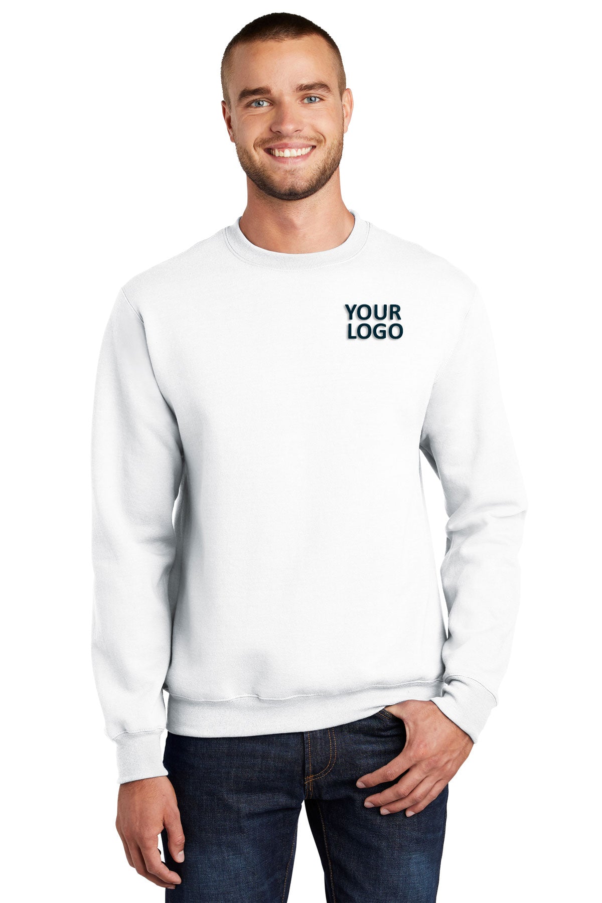 port & company white pc90 custom embroidery sweatshirts