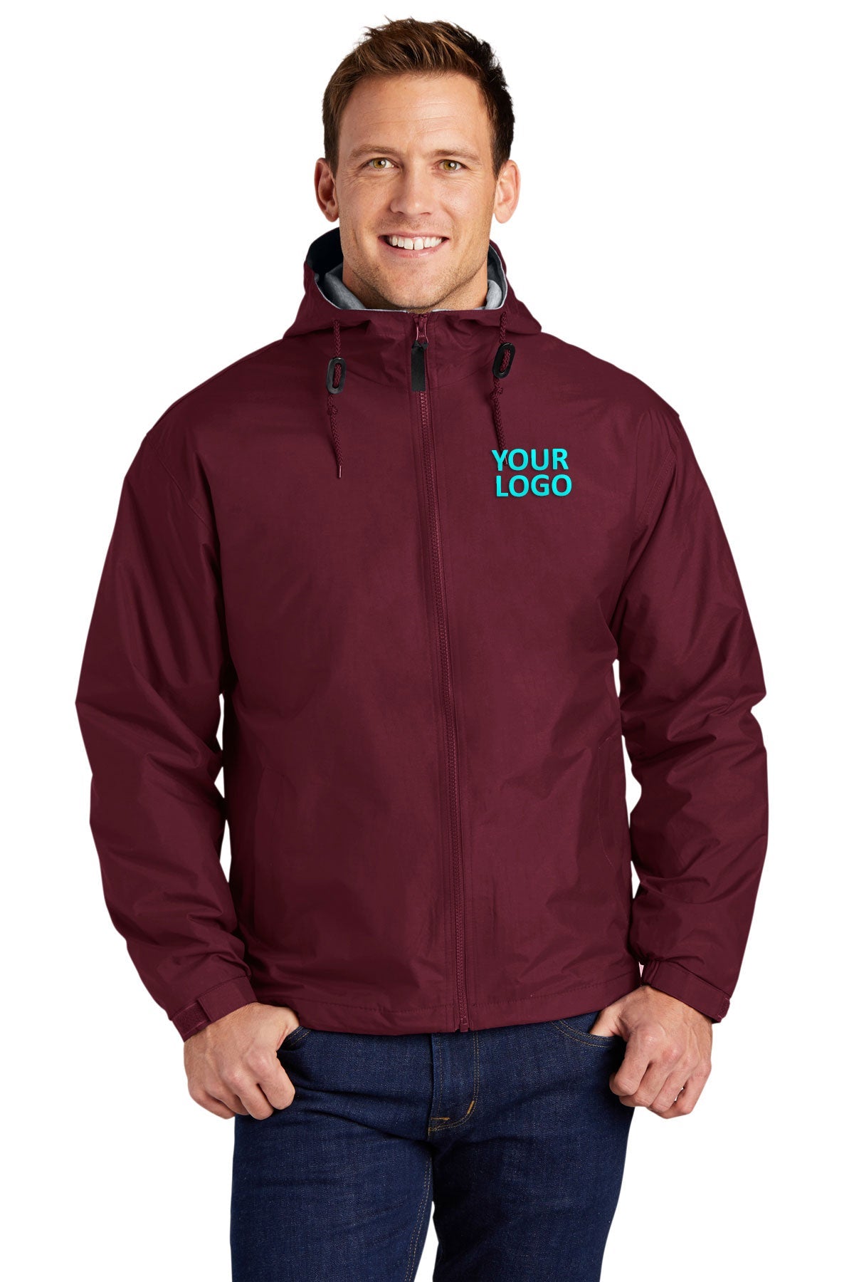 port authority maroon/light oxford jp56 embroidered team jackets