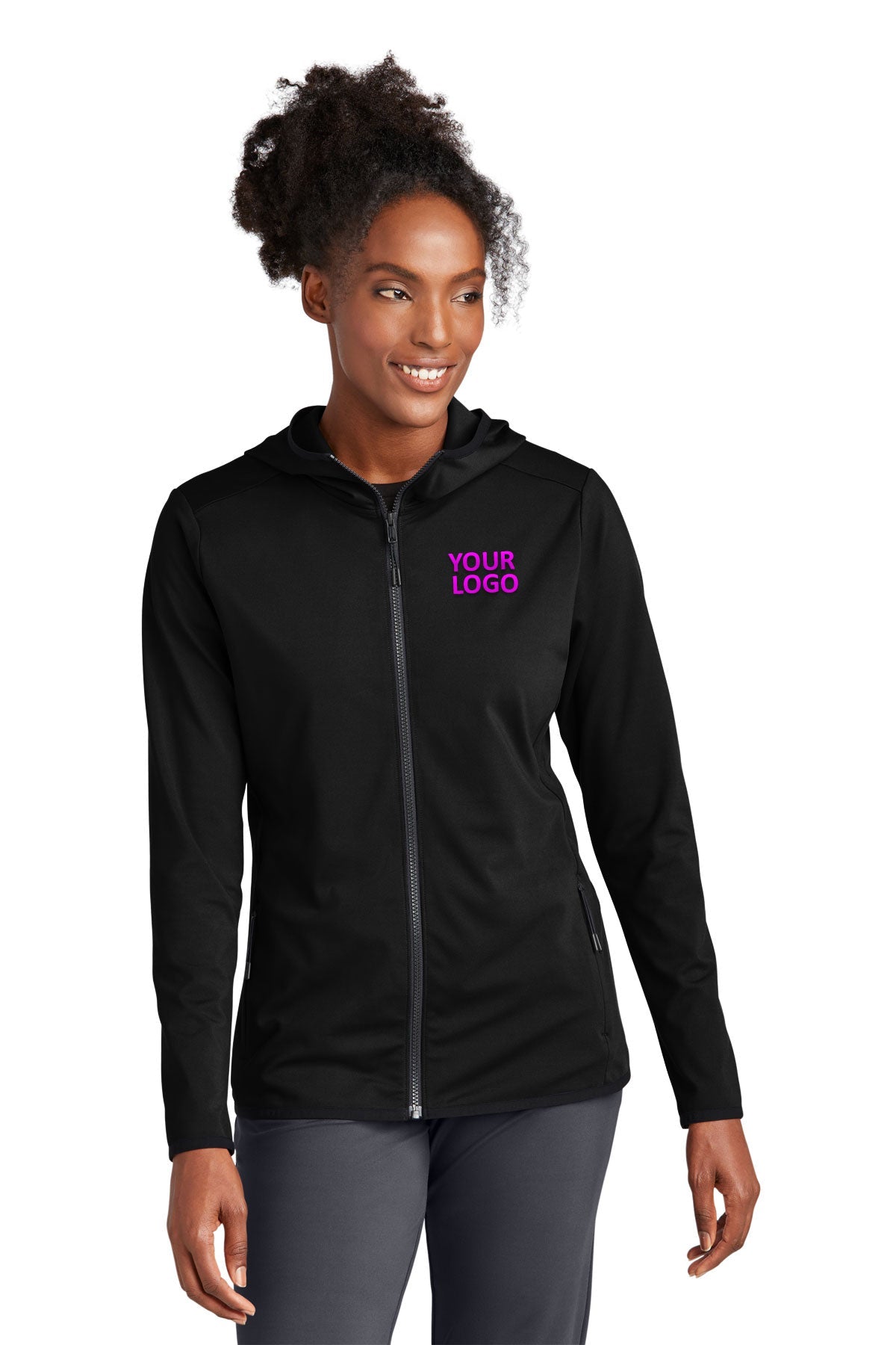 Sport-Tek Ladies Branded Circuit Hooded Full-Zip, Deep Black [Mosaic Animal Emergency and Specialty]