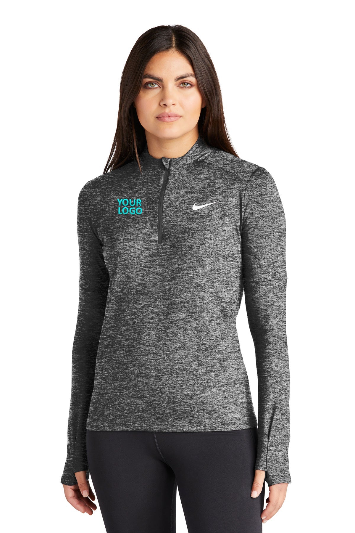 Nike Black Heather NKDH4951 sweatshirts with logo embroidery
