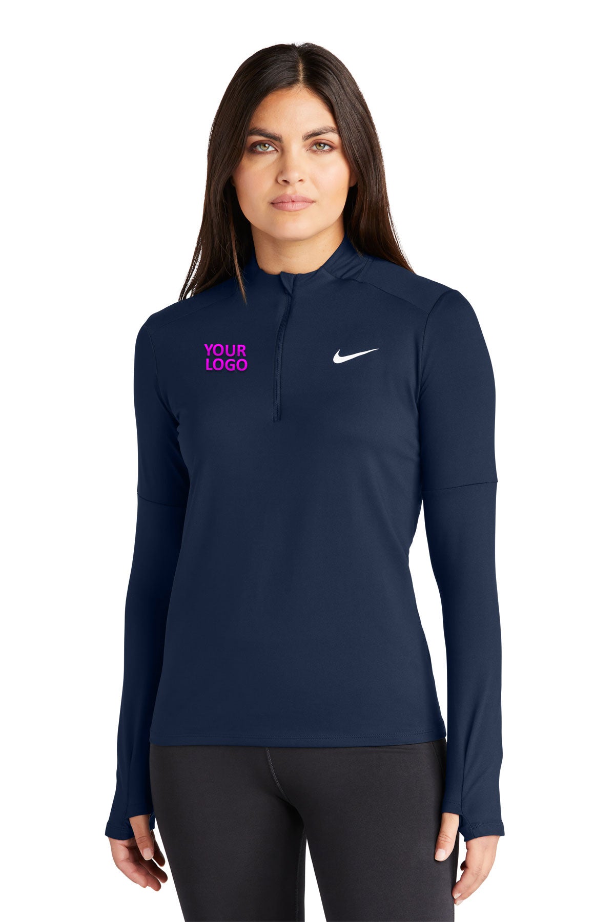 Nike Ladies Dri-FIT Element Custom Quarter Zips, Top Navy