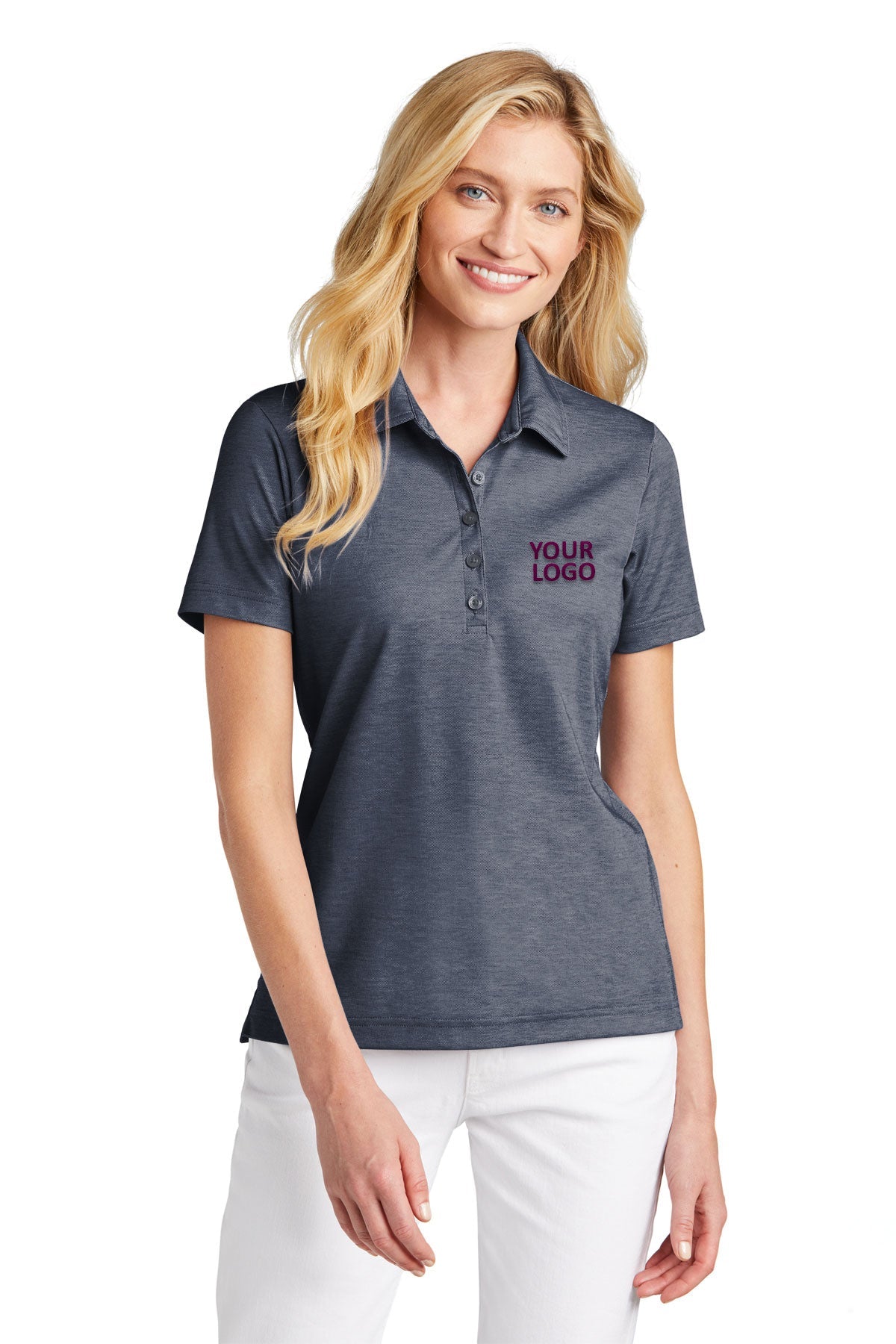 TravisMathew Blue Nights Heather Polos custom logo polo shirts