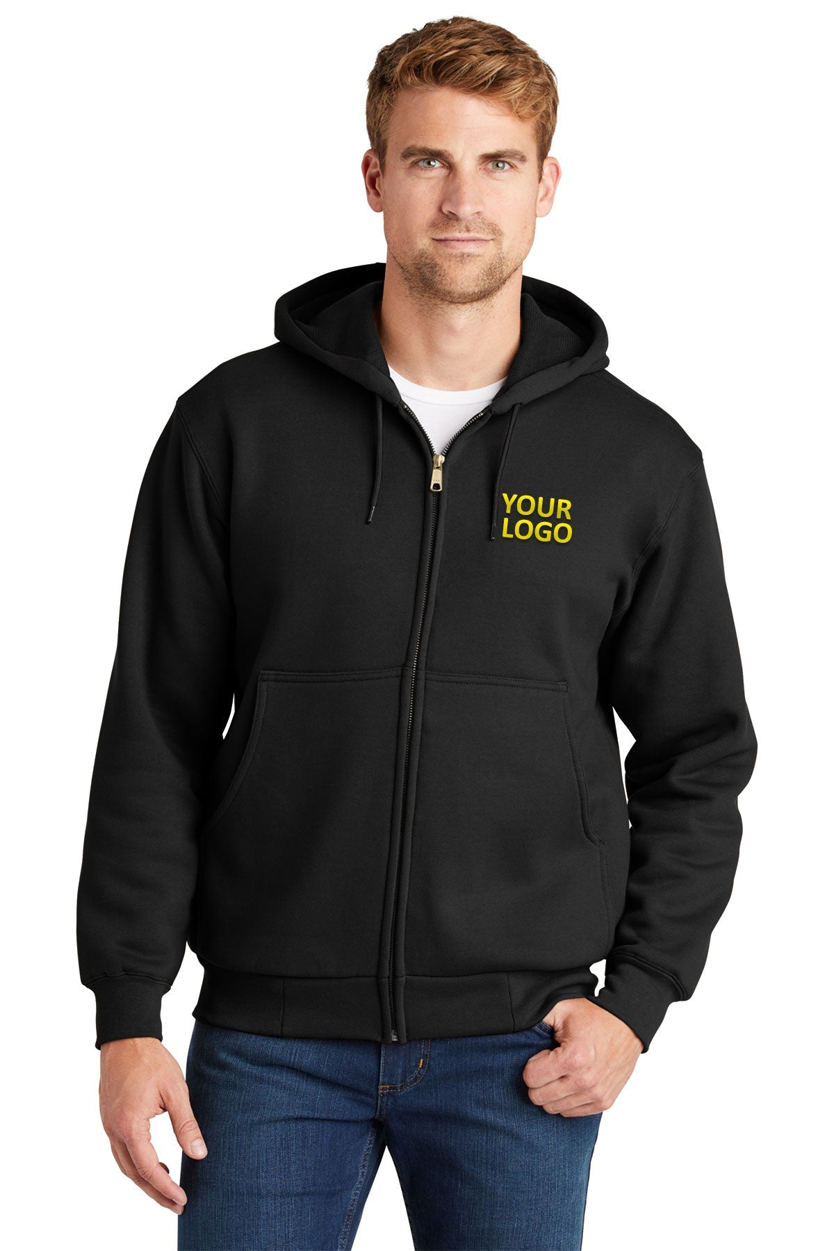 CornerStone Black CS620 business jackets with logo