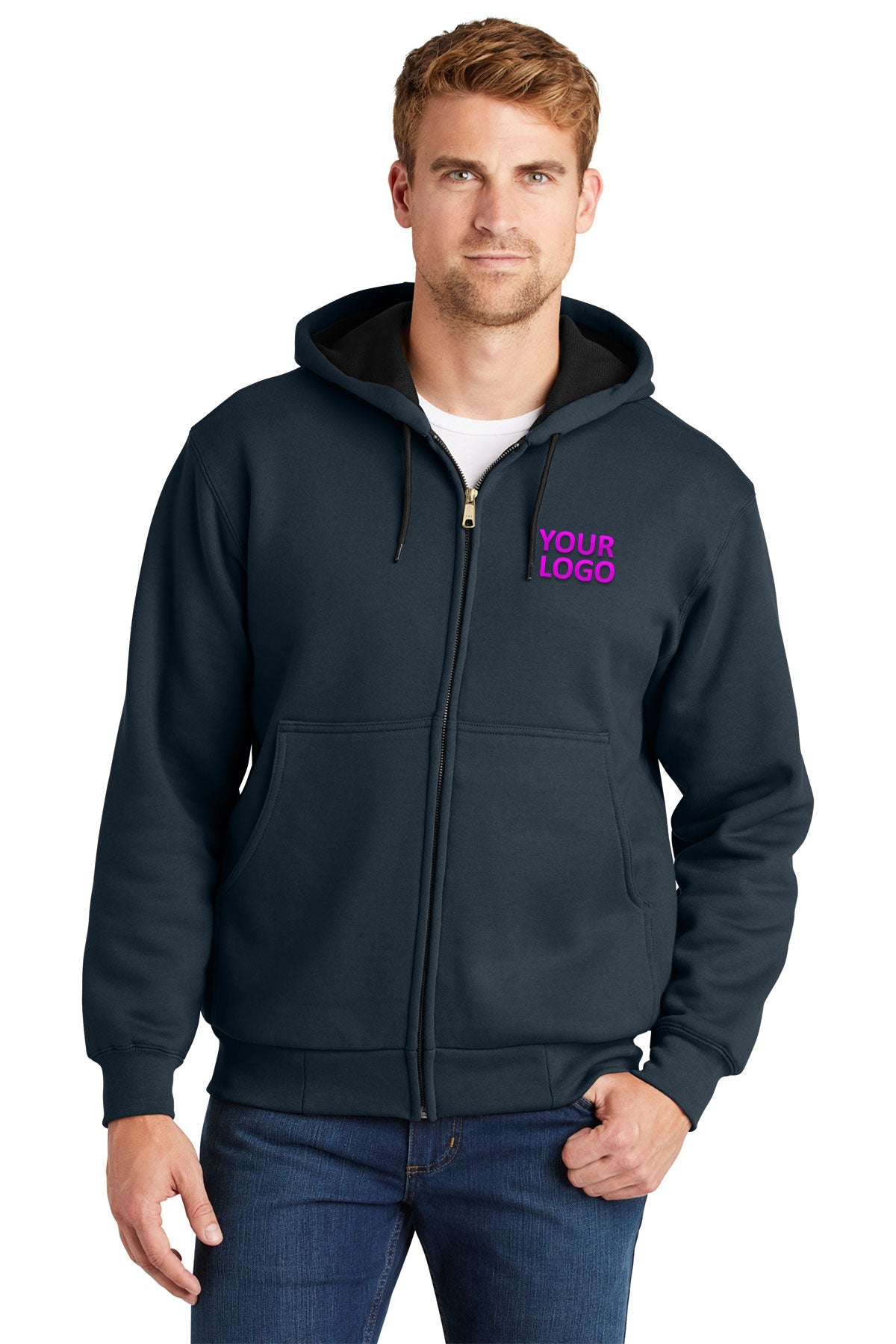 CornerStone Navy CS620 business jackets with logo