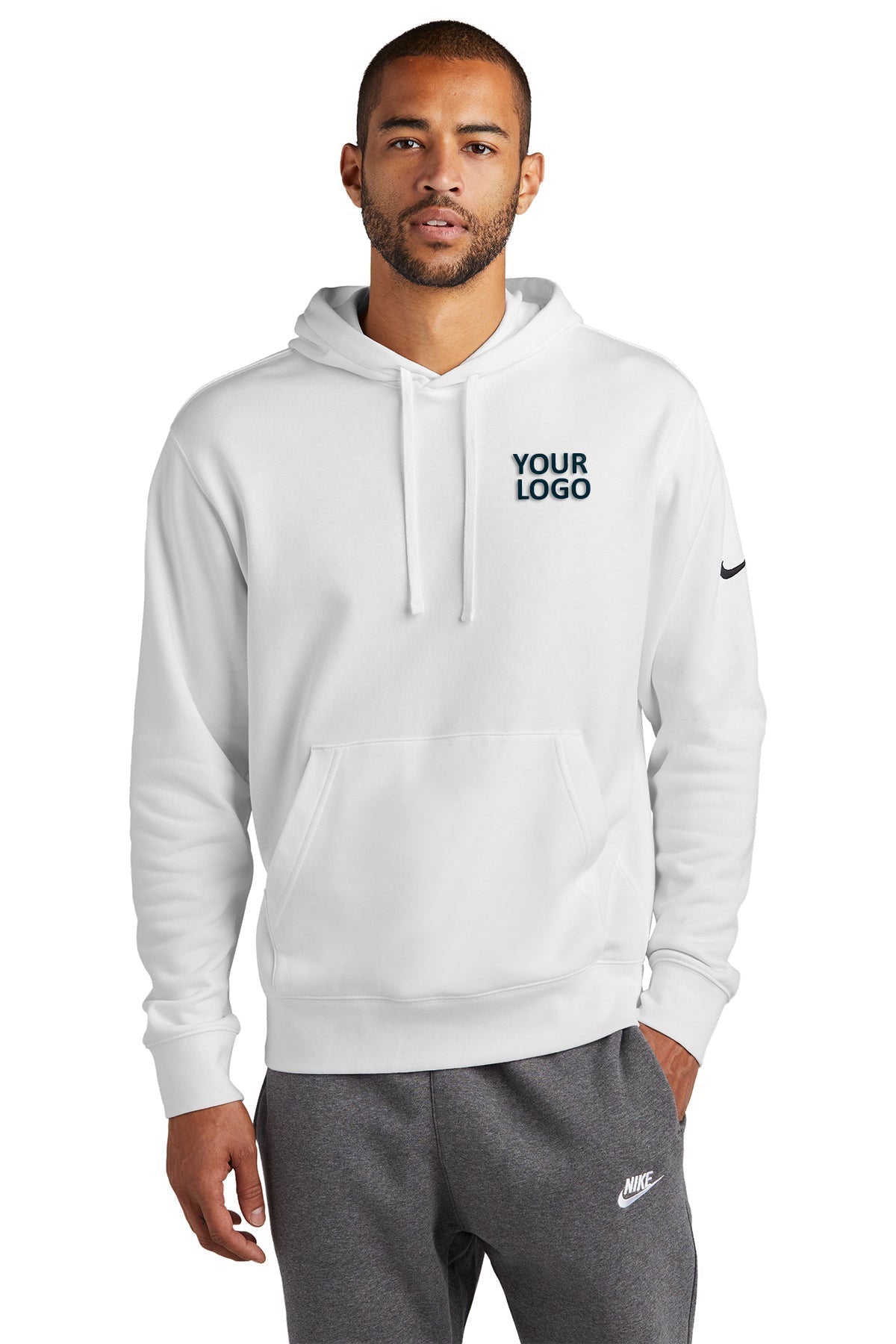 Nike White NKDR1499 custom sweatshirts with logo
