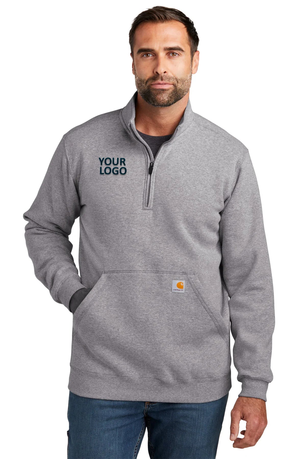Carhartt Mock Neck Custom Sweatshirts, Heather Grey
