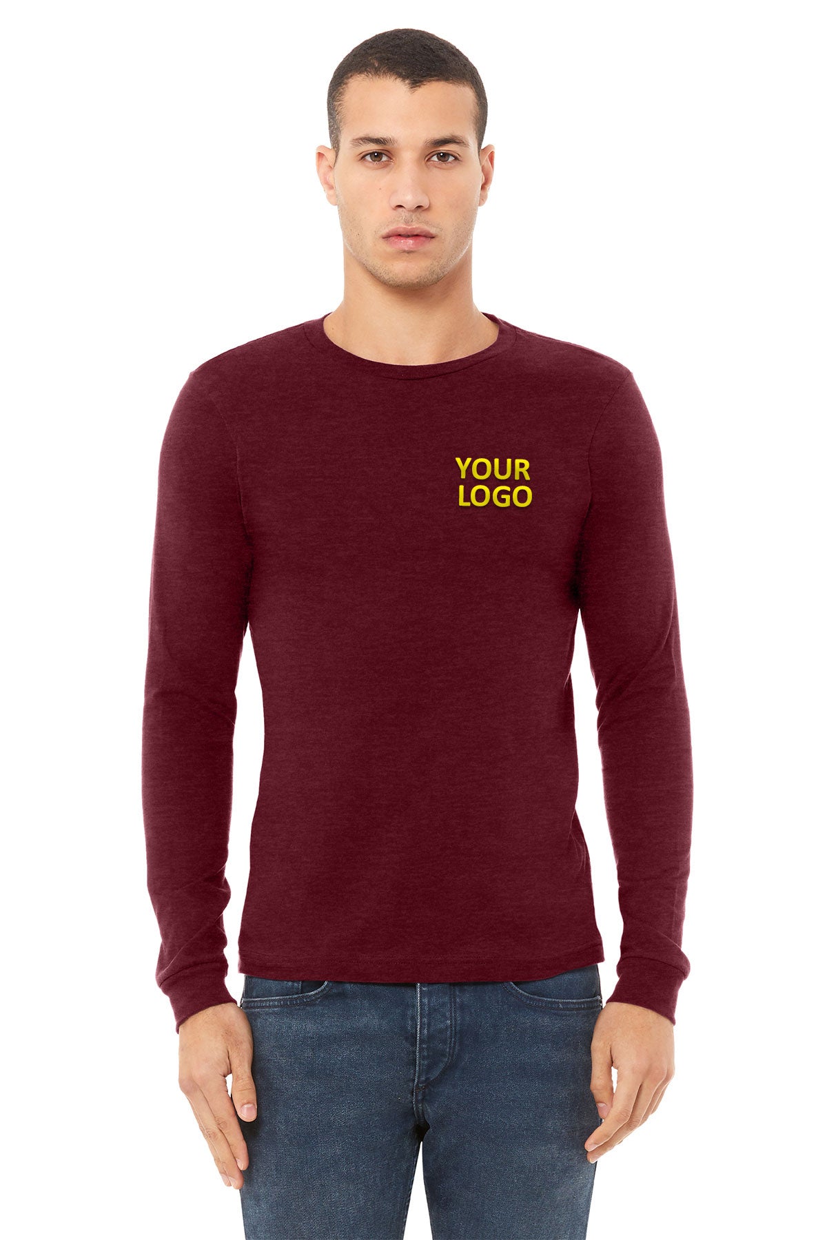 Bella Canvas Unisex Heather Long Sleeve T-Shirt, Cardinal