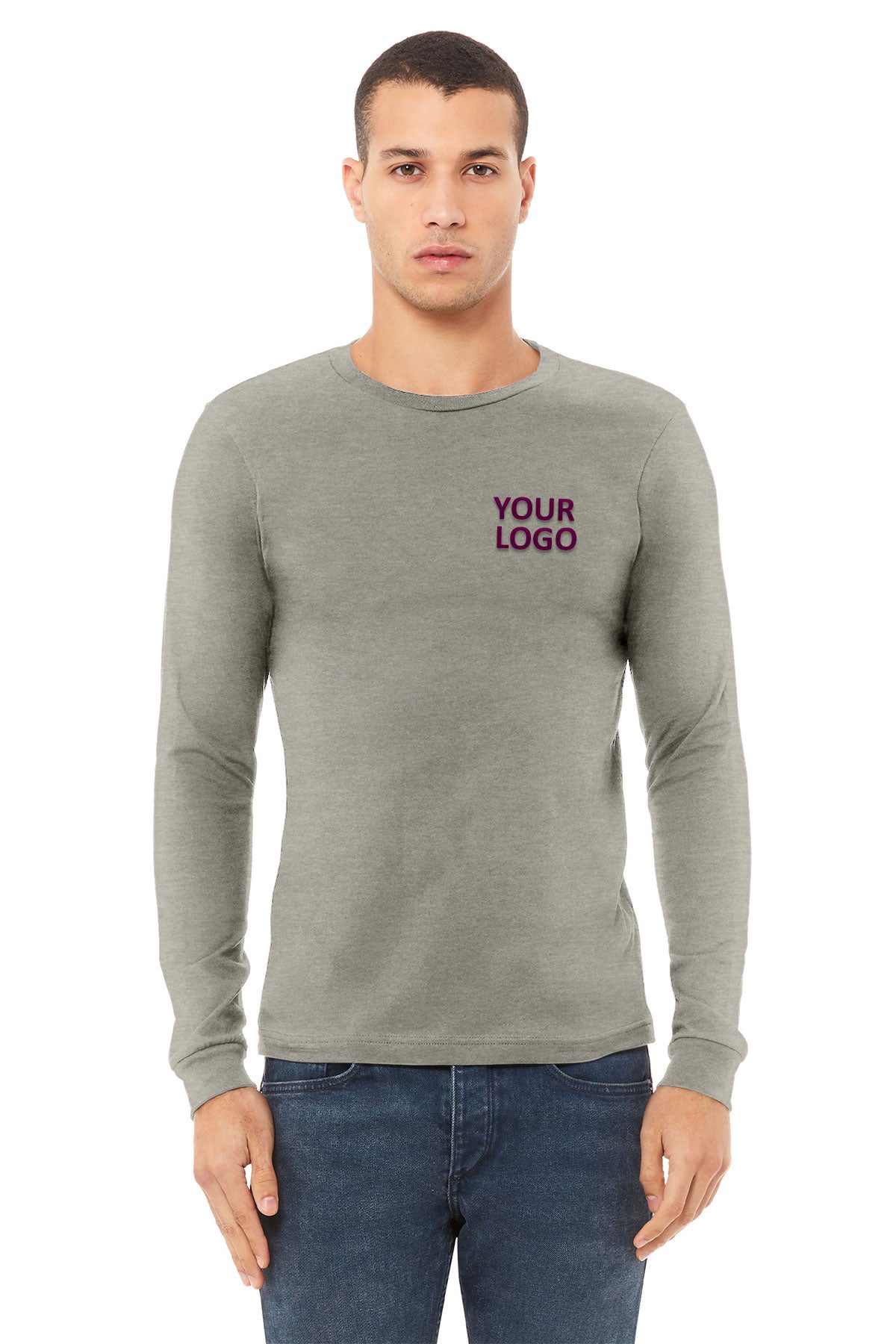 Bella Canvas Unisex Heather Long Sleeve T-Shirt, Stone