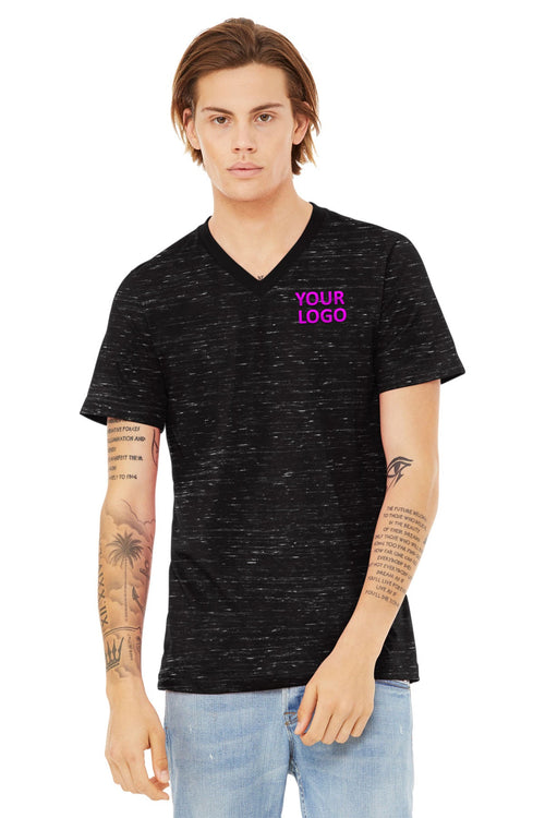 Bella Canvas Unisex Textured Jersey V-Neck, White Marble