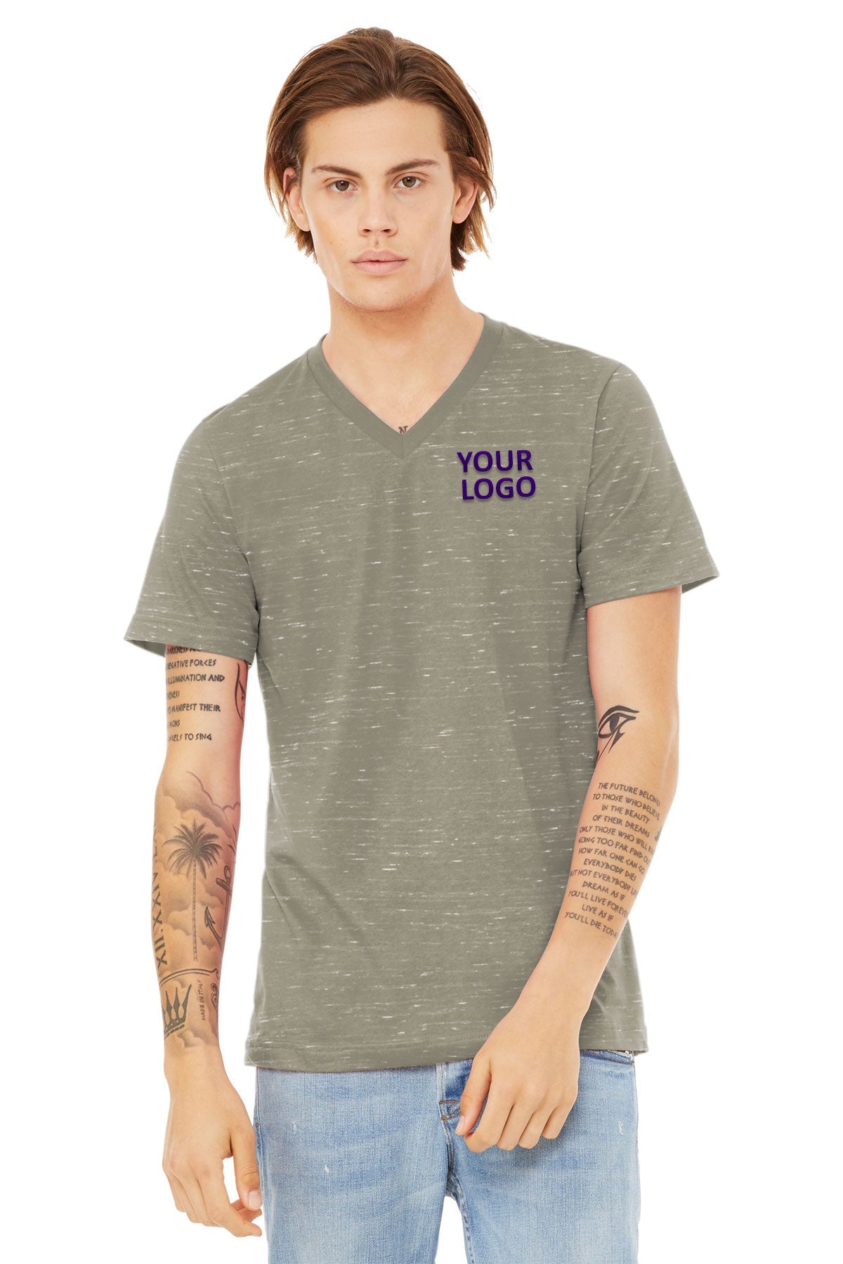 Bella Canvas Unisex Textured Jersey V-Neck, Stone Marble