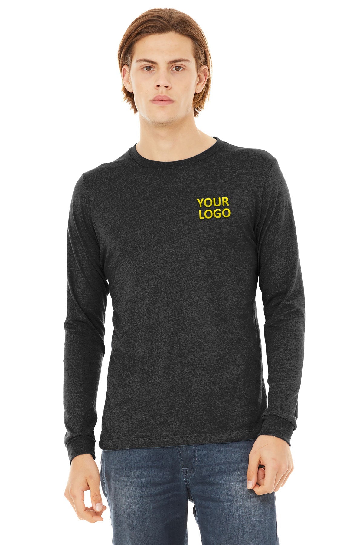 Bella Canvas Unisex Triblend Long Sleeve T-Shirt, Charcoal Black