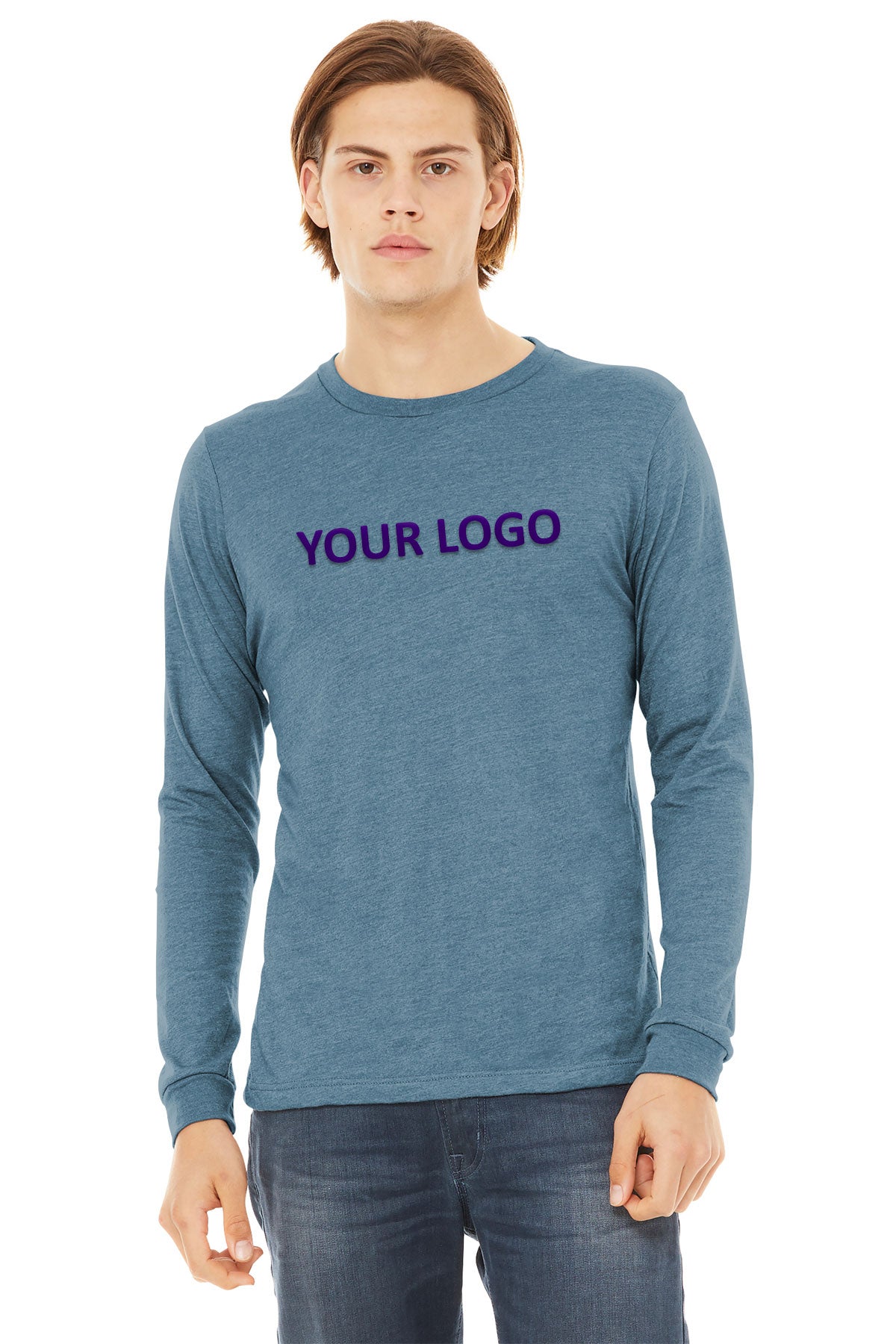 Bella Canvas Unisex Triblend Long Sleeve T-Shirt, Denim