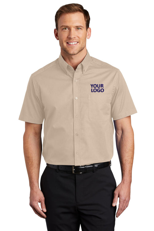 Port Authority Ladies Short Sleeve Easy Care Branded Shirts, Stone