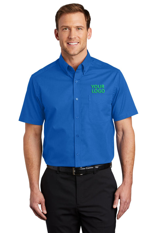 Port Authority Ladies Short Sleeve Easy Care Branded Shirts, Strong Blue