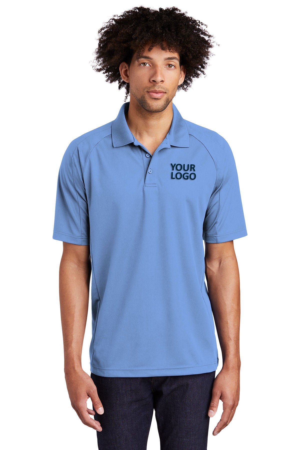 Sport-Tek Dri-Mesh Customized Pro Polos, Carolina Blue