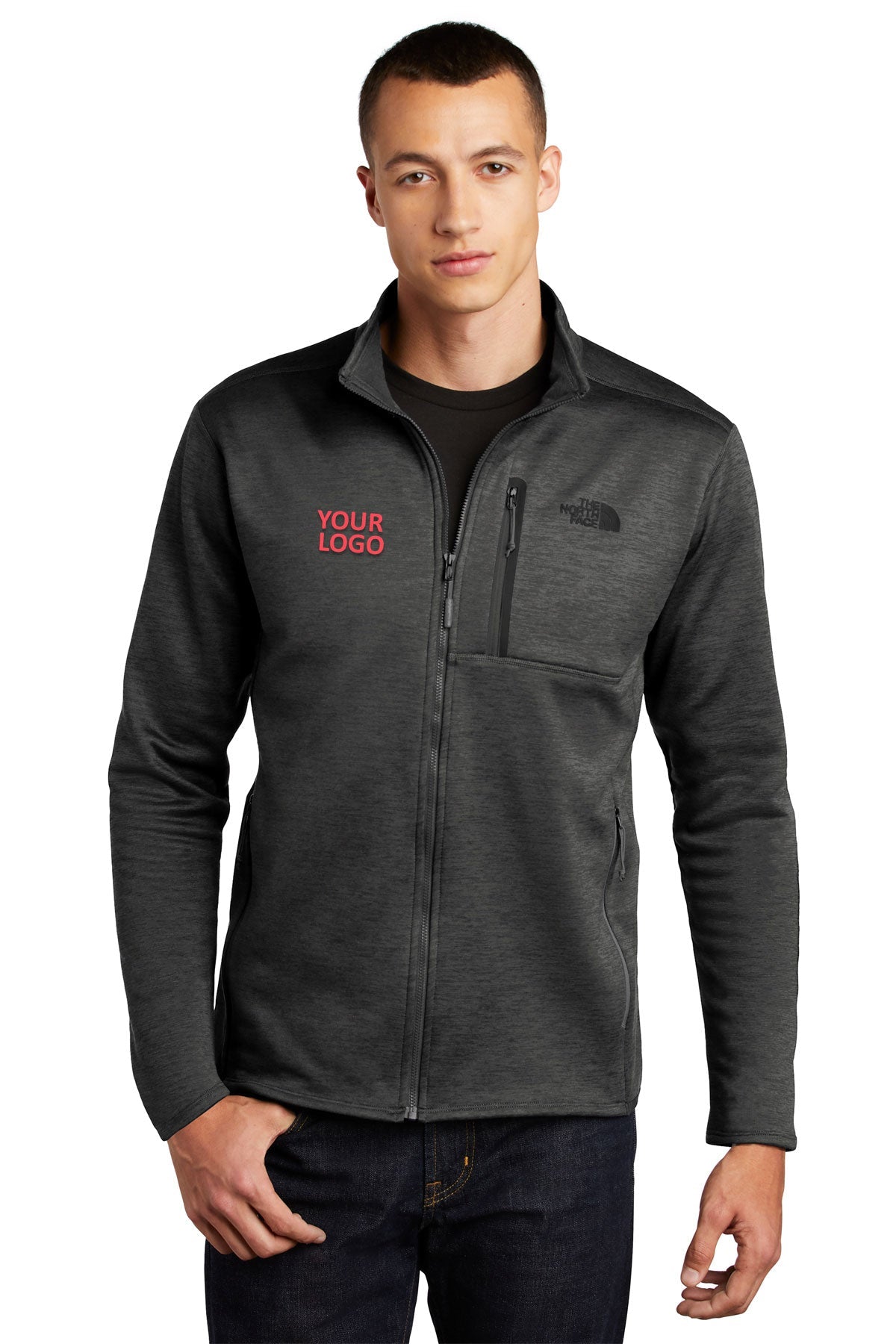 The North Face TNF Dark Grey Heather NF0A47F5 embroidered jacket custom