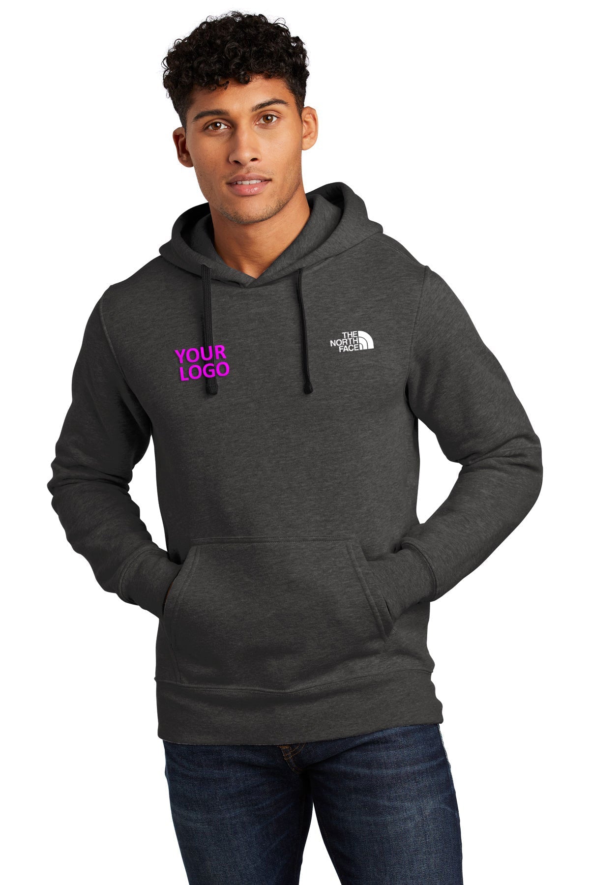 The North Face TNF Black Heather NF0A7V9B custom logo sweatshirts embroidered