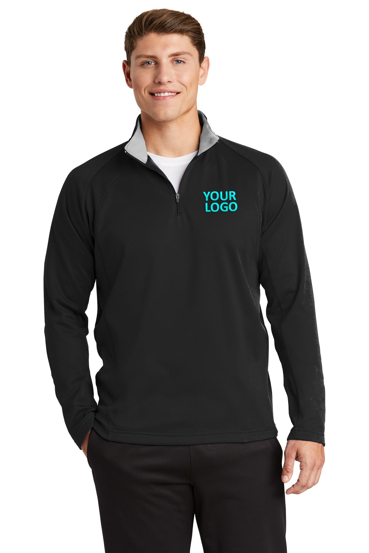 Sport-Tek Black/Silver F243 sweatshirts with logos