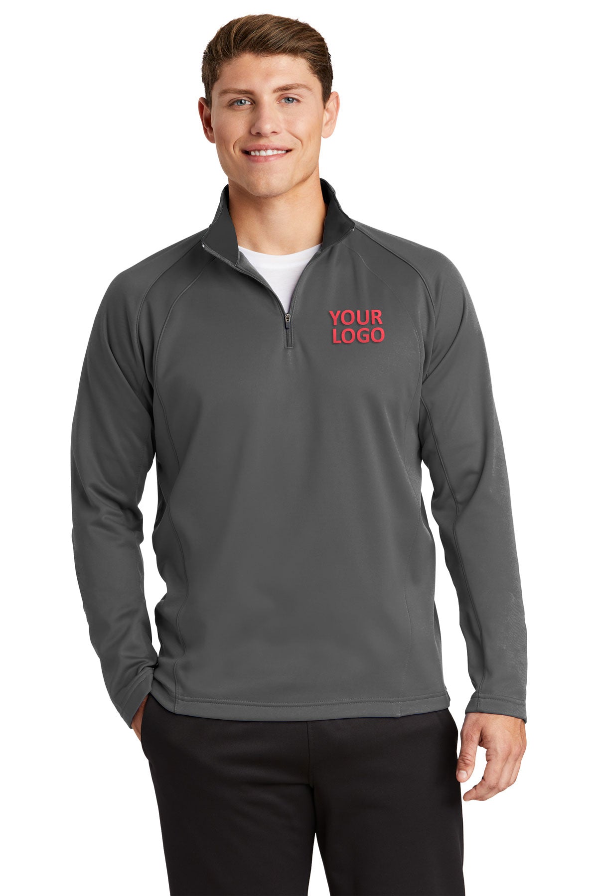 Sport-Tek Dark Smoke Grey/ Black F243 sweatshirts with logos