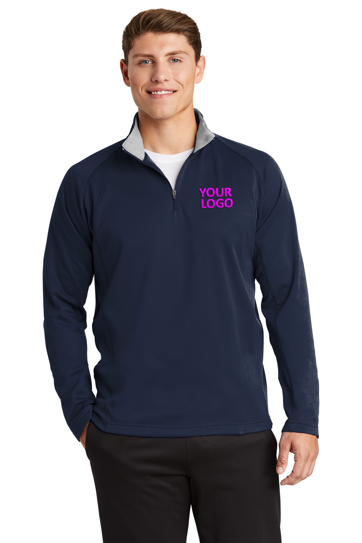 Sport-Tek Navy/Silver F243 sweatshirts with logos
