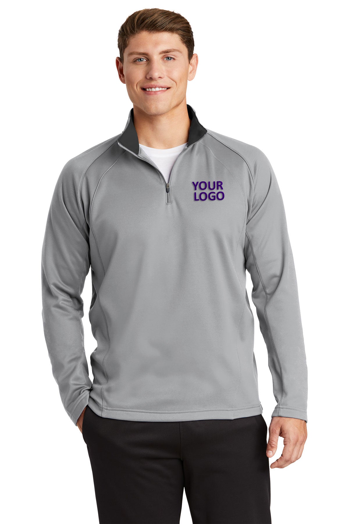 Sport-Tek Silver/Black F243 sweatshirts with logos