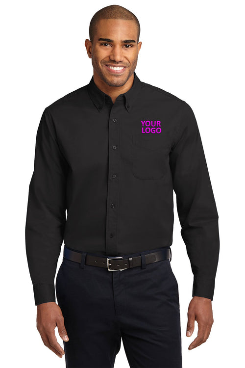 Port Authority Extended Size Easy Care Branded Shirts, Black/ Light Stone